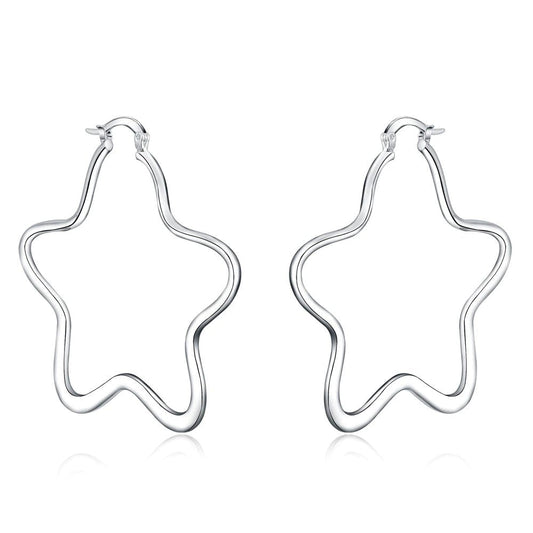 Avery Sterling silver star hoops - G x G Collective