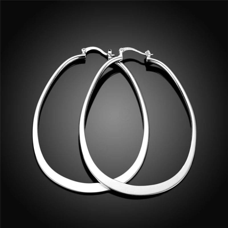 Belinda statement sterling silver oval hoop earrings - G x G Collective