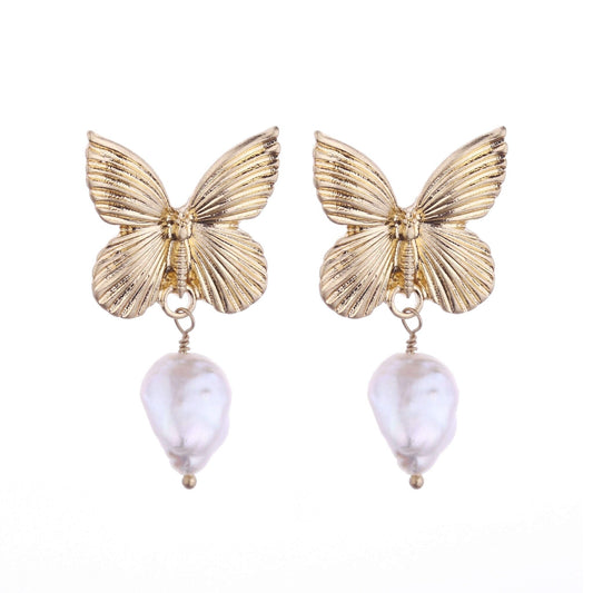 Magna Butterfly Freshwater Pearl Earrings - G x G Collective