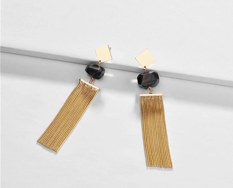 Anna semi-precious natural stone tassel earrings - 3 Colours