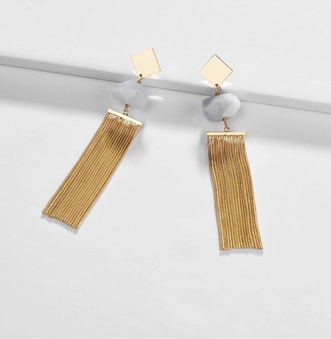 Anna semi-precious natural stone tassel earrings - 3 Colours