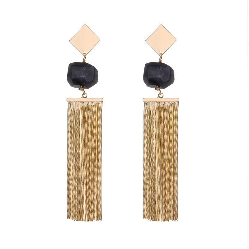 Anna semi-precious natural stone tassel earrings - 3 Colours