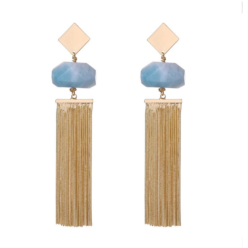 Anna semi-precious natural stone tassel earrings - 3 Colours