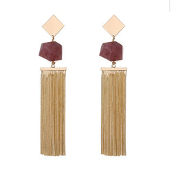 Anna semi-precious natural stone tassel earrings - 3 Colours