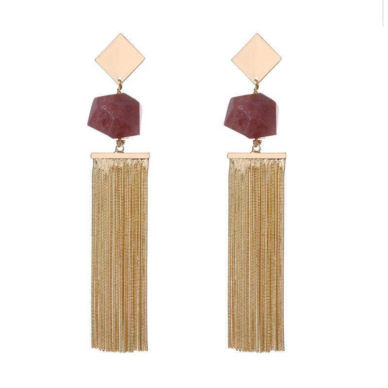 Anna semi-precious natural stone tassel earrings - 3 Colours