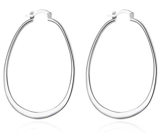 Belinda statement sterling silver oval hoop earrings - G x G Collective