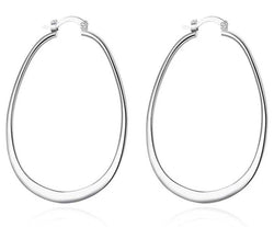 Belinda statement sterling silver oval hoop earrings - G x G Collective