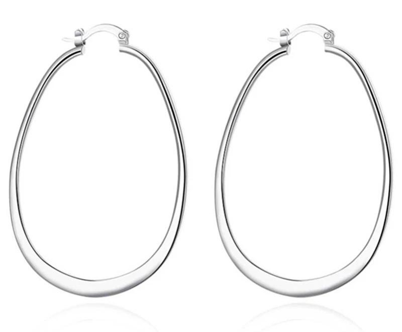 Belinda statement sterling silver oval hoop earrings - G x G Collective