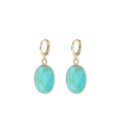 Chloe Semi-precious natural stone earrings - Rose quartz & Turquoise