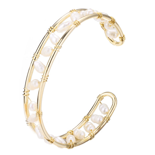 Deborah Freshwater Pearl adjustable Cuff Bangle