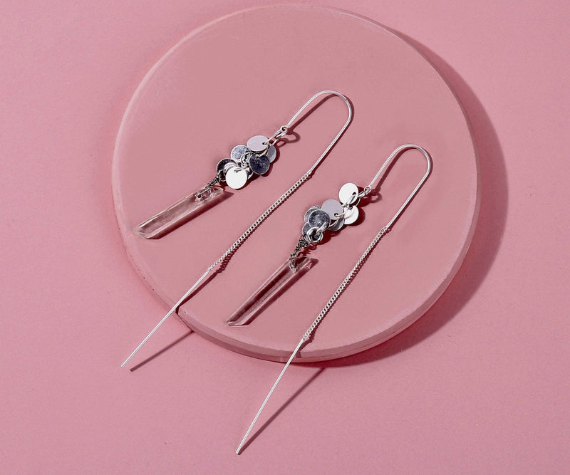 Donna Natural stone quartz Earrings   -  Avail in natural stone Clear and Grey - G x G Collective