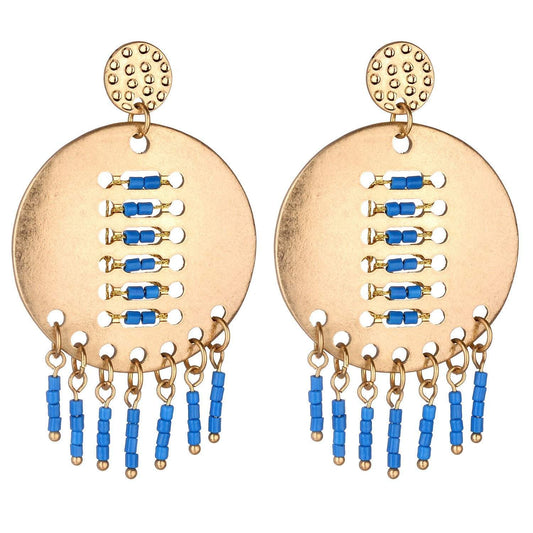 Kara brushed metal Earrings Avail in White and Blue - G x G Collective