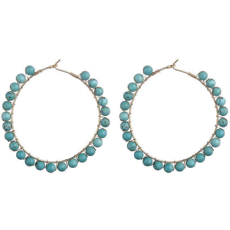 Kirsty Semi - precious Amazonite natural stone hoop earrings - Avail in Turquoise, Seafoam, Blue, Grey - G x G Collective