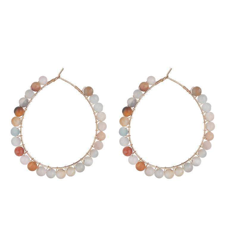 Kirsty Semi - precious Amazonite natural stone hoop earrings - Avail in Turquoise, Seafoam, Blue, Grey - G x G Collective