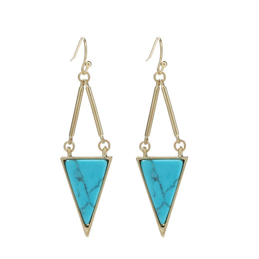 Mia Natural Stone Triangle Earrings - Lapis Lazuri, Rose Quartz & White Howlite - G x G Collective