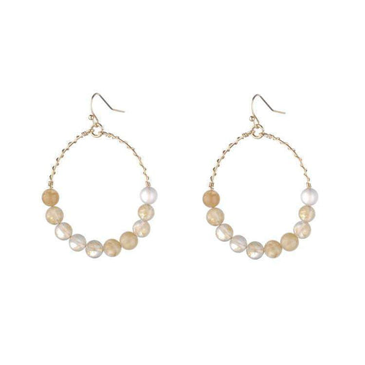 Nicole semi-precious amazonite hoop earrings - Peach - G x G Collective