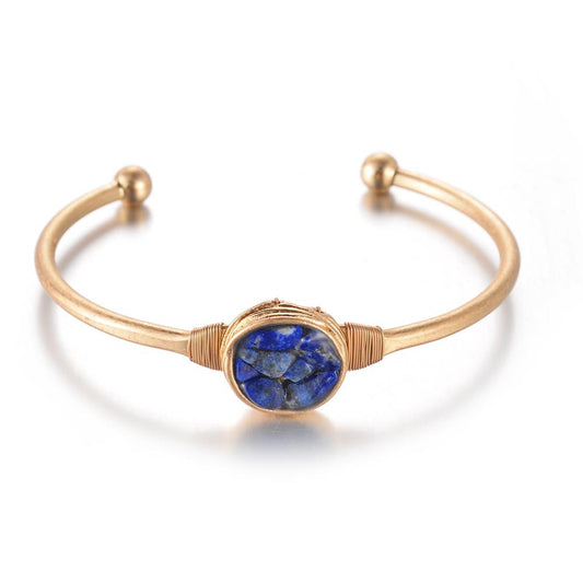 Patrice Brass Semi precious stone bangle