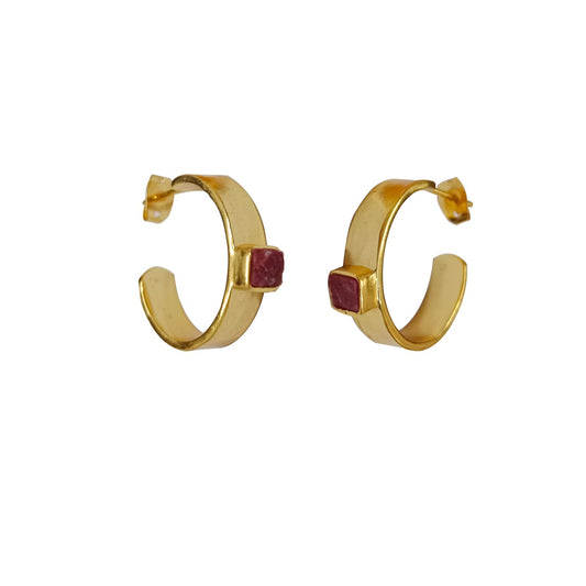 Piper Ruby Hoop Earrings