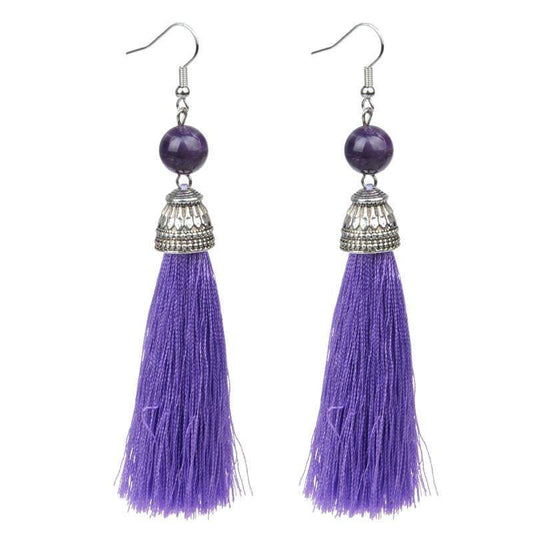 Silk Lilac Tassel & Purple Amethyst Earrings - G x G Collective