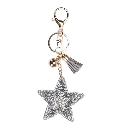 Silver Leather & Suede Star key chain/bag chain - G x G Collective