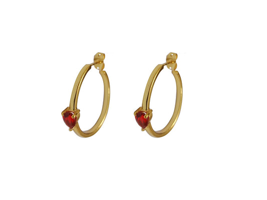 Sophia Ruby Hoop Earrings