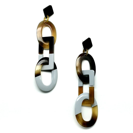 Tanya blue & tortoiseshell horn statement earrings