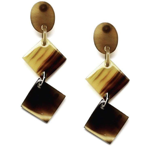 Tortoise Shell horn Brown Diamond Shaped Earrings - G x G Collective