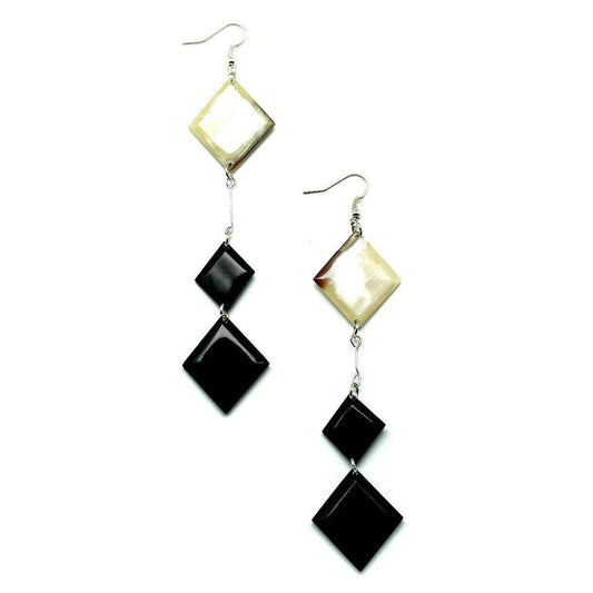 Two Tone Diamond Horn Dangle Earrings - G x G Collective